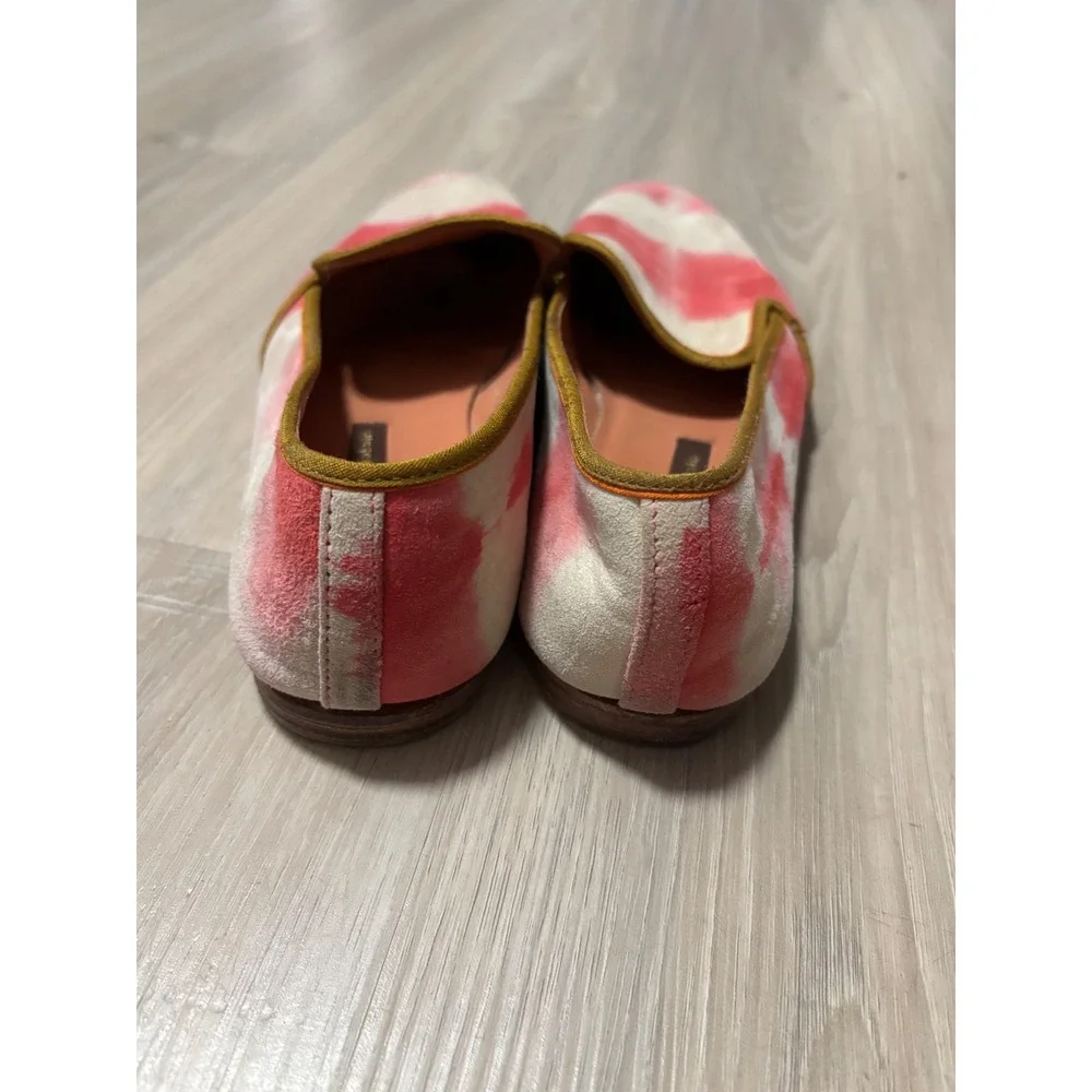 Meher Kakalia Pink Tie Dye Velvet Loafers Smoking Slippers Size 40 Handcrafted